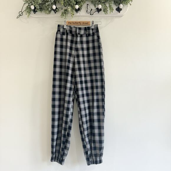 I.Am.Gia Cobain Barrel Tapered Leg Pants Black White Checkered Small - Picture 2 of 5